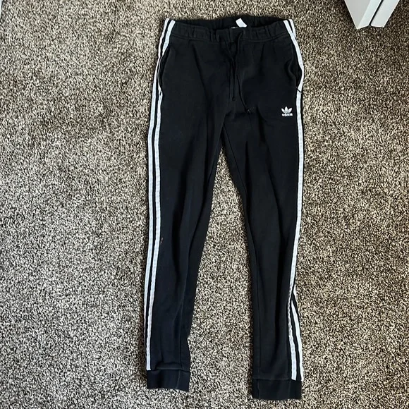 Adidas Classic Black Striped Joggers, lightly worn - Picture 4 of 7